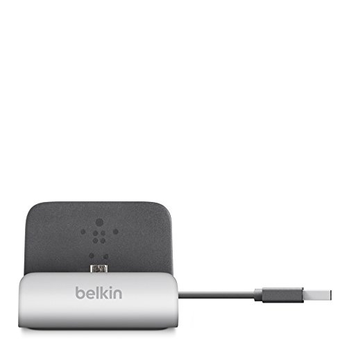 Belkin PowerHouse Sync-/Lade-Dock (Micro-USB-Anschluss, geeignet fÃ¼r Smartphones, Samsung Galaxy S7/S7 Edge, Samsung Galaxy S6/S6 Edge, Nokia Lumia, u.a.) silber