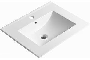 ARREDITALY Lavabo Da Incasso Rettangolare Lavandino Bagno In Ceramica Design Moderno Elegante Per Top Bagno Bianco (71 x 46 Cm)
