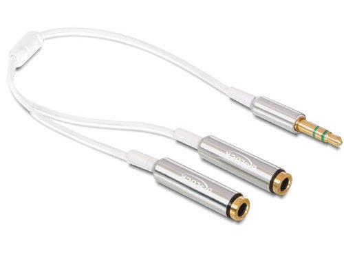 DELOCK Adapterkabel Klinke 1 x St > 2 x Bu weiss 3 Pin 25 cm