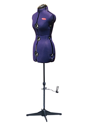 DEUBL Damen Schneiderpuppe verstellbar „Prymadonna“ (Gr. M, Bezug Farbe: Blau), weiblicher Schneider Torso 8-teilig, Büste komplett einstellbar mit Vierbein Standfuß (klappbar und höhenverstellbar), Schneiderbüste mit 12 Verstellrädchen, extra Halsumfang- und Rückenlängenverstellung - 2