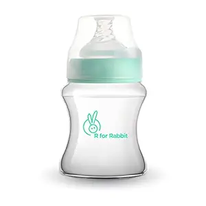 R for Rabbit First Feed Plastic PP Baby Feeding Nipple Milk Bottle with Anti Colic for New Born Babies | Kids of 0 Months or Years Old 150 ml (Sea Green)