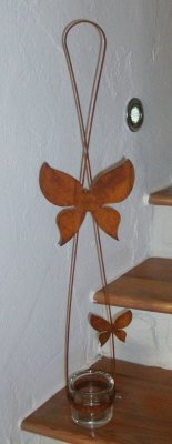 Edelrost Windlicht zum Hängen “ Schmetterling“ 70cm - 2