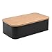 Produktbild Brotbox 33x21xH12cm mit Deckel, Schwarz/Natur, rechteckig, Brotkasten Brotbehälter Brotkiste Brotdose