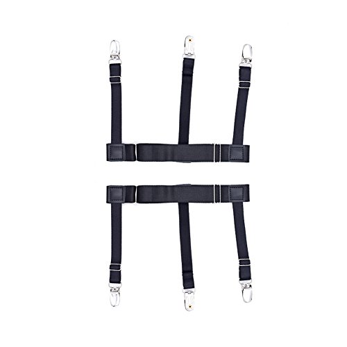 Yuccer Estancia de la camisa de los hombres, ligas Ligas con abrazaderas de bloqueo antideslizantes para militares, policía (Black B, 1 pair)