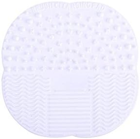 Makeup Brush Silicone Cleaning Pad Cosmetic Brushes Cleansing Mat Pad Washing Scrubber Board, 28g, 10cm/3.93inchs (Blue) (WHITE)