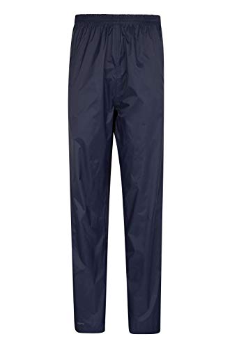 Mountain Warehouse Surpantalon Pakka pour Femmes - Imperméable, Respirant, Sac de Rangement, Ouvertures Scratch aux Chevilles - Voyage, Temps Humide Bleu Marine 38