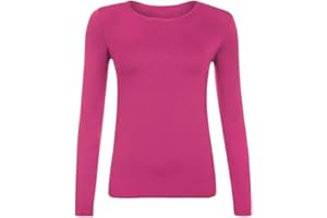 PRETTY ATTITUDE New Ladies Long Sleeve Round Neck Plain Basic Women's Stretch T-Shirt