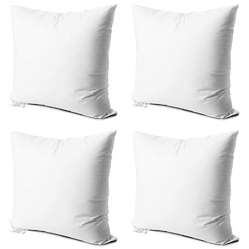EDOW Lot de 4 Coussins décoratifs en Polyester Doux hypoallergénique Forme carrée, Polyester & Polyester mélangé, Blanc, 18x18
