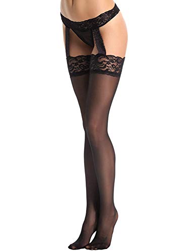 Amoretu - Bas pour porte-jarretelles - Femme - Noir - Large