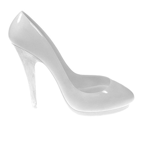 Moderner Weinflaschenhalter Lady Pumps High Heels aus Poly weiß/silber Höhe 20 cm - 4