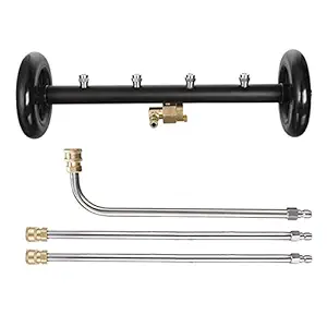 VANOXO Dual-Function Undercarriage Cleaner, 16 Inch Surface Cleaner for Pressure Washer, Underbody Car Wash Water Broom with 3 Pieces Extension Wand
