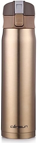 CENSUN SB60168 480ML Insulated Travel Coffee Mug, Stainless Steel , BPA-Free One-handed Open and Drink,380G (Gold)