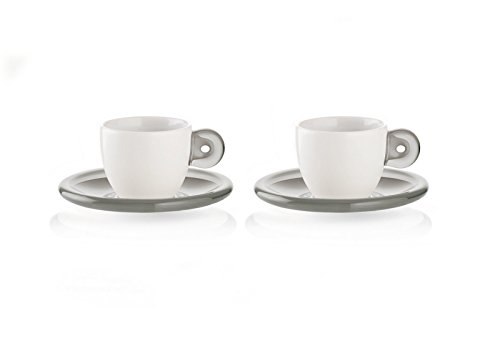 Fratelli Guzzini Gocce, Set of 2 espresso cups with saucers, SMMA|Porcelain