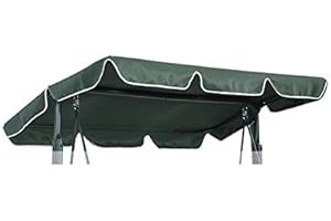 ZWPARTS Columpio de Jardín Balancin de Jardín Mecedora Hamaca Terraza Techo Toldo Balcón 3 Plazas, Columpio Jardín Tipo Balancín Toldo 200 x 145 cm (verde)