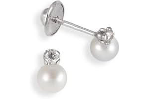 Turmalina - Pendientes bebe niña tu y yo de Plata de Ley 925, pendientes con perla, tamaño de 5 x 7,5, de la marca de joyería Turmalina by Martina