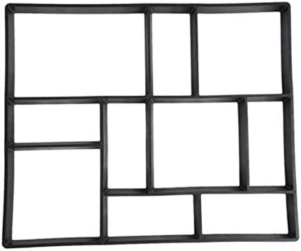 DIY Driveway Plastic Paving Pavement Stone Mold Concrete Stepping Pathmate Mould Paver Garden Decorated Tool - Black