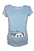 Maternity Pregnancy size 10 - 20 Cotton Peek a boo Print Top Tunic T-Shirt White Black Blue Teal Green (XXL, Blue)