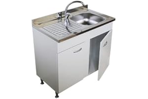 Arredobagno e Cucine Mobile sottolavello bianco,2 sportelli completo di lavello inox cm.80,vasca a dx