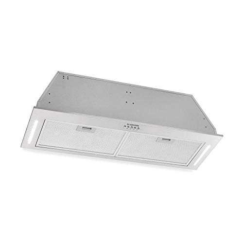 Klarstein Down Under - hotte aspirante, Encastré, 90cm, 590 m³/h d'air évacué, puissance moteur 190W en 3 niveaux, LED, acier inoxydable brossé, 61 dB silencieux, argent