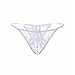 Produktbild Sexy Damen Unterhose Frauen Spitze Crotchless Schlüpfer Schritt Tanga mit Perlen Massieren Unterwäsche Dress Up (Weiß)