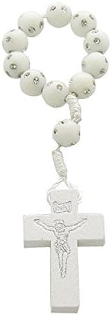 Set of 5 Finger Rosary with Rhinestones l.9 – White