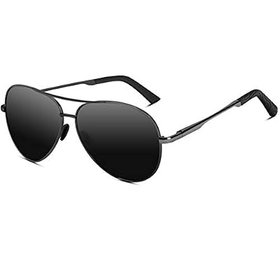 VVA Lunette de soleil Homme Polarisées Aviateur Polarisées Lunettes de soleil Hommes Unisexe UV400 Protection By V101 (B Noir/Pistolet, 2.44)