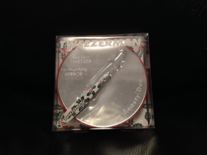 Tweezerman Brow Beauty Duo - HOLLY design- Mini Slant Tweezer and 10x Magnifying Mirror
