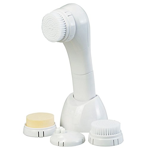 Electric Vibrating Facial Cleansing Brush Advanced Waterproof Sonic Cleansing System Portable Face Exfoliator Rechargeable Cleanser Massager Scrubber with 2 Replacement Heads for Skin Care and Body
