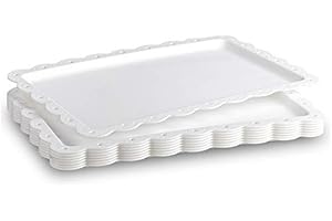 ARTLIVING Bandeja de servir para comida rápida, aperitivos, frutas, postres, bandejas de plástico para cocina, cafetería, restaurante, fiesta, 14 x 9 pulgadas (paquete de 8)