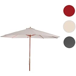 Parasol en Bois, Parasol de Jardin Florida, Parasol de marché, 3m ~ crème