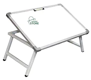 Amazing Store - Multi Purpose Foldable Portable Laptop Study Writing Bed Breakfast Tray Table for Children with Writeable Whiteboard with Paper Holding Clip (61 X 40 X 24 cm)
