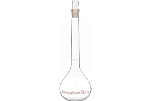 stonylab Matracci Tarati da Laboratorio, Matraccio Tarato Classe A con Tappo in Vetro, Tolleranza Palloni a Parete Pesante in Vetro Borosilicato, ±0,05ml, 50ml