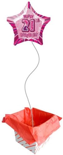 Pink Glitz Age 21 Happy Birthday 20 Inch Prismatic Foil Balloon (Inflated) Balloon in a Box - 1 Balloon