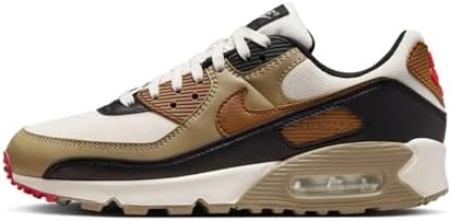 Nike DH8010-005 Air Max 90 Donna, Phantom/LT British Tan-Black-Fire Red EU 42