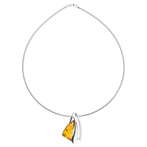 InCollections Damen-Halskette 925 Sterling Silber 1 Bernstein 42 cm