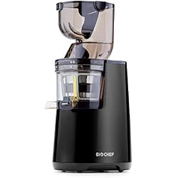 Extracteur de Jus BioChef Atlas Whole Slow Juicer - Extracteur à rotation lente, Large Ouverture avec Kit à Sorbets, moteur 250w et 40 tr/min - Garantie À VIE - (Noir)