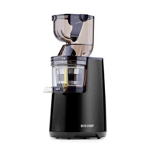 Extracteur de Jus BioChef Atlas Whole Slow Juicer - Extracteur à rotation lente, Large Ouverture avec Kit à Sorbets, moteur 250w et 40 tr/min - Garantie À VIE - (Noir)