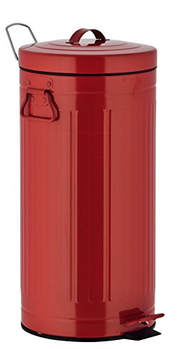 Batimex Kitchen Move 927250E Red Retro Estilo Industrial AS-Cubo de Basura con Pedal, Metal y ABS, plástico, 30 x 30 x 68,5 cm