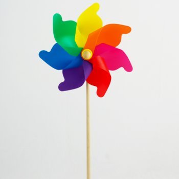 Windspiel – Moulin 31 Rainbow – UV-beständig und wetterfest – Windrad: Ø31cm, Standhöhe: 75cm – fertig aufgebaut inkl. Standstab (Rainbow) - 2