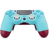 King Controller PS4 Controller Curved Paddles Custom Design Berry Blue (blau, rot) - DualShock 4 - PlayStation 4 Pro Slim - Wireless PS4-Controller