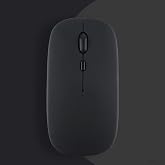 Apple Macbook İle Uyumlu Şarj Edilebilir Sessiz Mouse Bluetooth + 2.4Hz Wifi Kablosuz Mouse Fare Siyah
