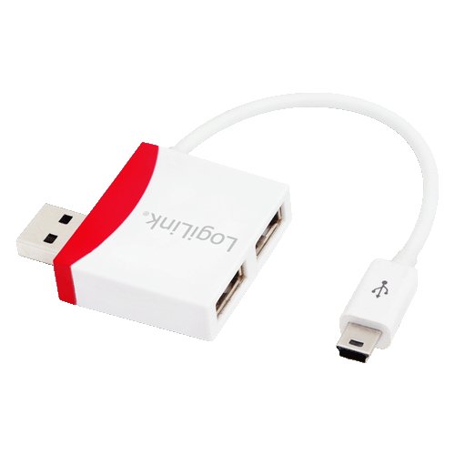 LogiLink UA0179 USB zu Mini USB Kabel mit 2-port USB Hub, 0,2m