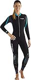 100% High Strecth Neopren Cressi Damen Lei All-in-one Wetsuit Einteiliger Neoprenanzug für Frauen aus Neopren 2,5 mm, Schwarz/Grau/Aquamarin, L/4