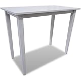 Color: Blanco vidaXL Mesa Alta Cocina Estilo de Bar Rectangular MDF Blanca Muebles Desayuno