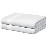 AmazonBasics Everyday Serviettes de toilette - 2 serviettes de bain, Blanc