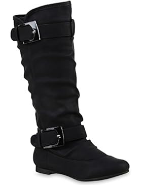 Klassische Damen Stiefel | Leder Optik Boots | Blockabsatz Schuhe | Flache Booties | Flandell®