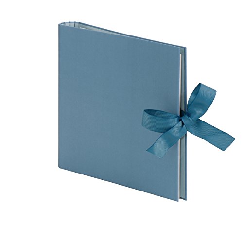 Rössler Papier Fotoringbuch (50 weiße Seiten, 25 Blatt, 23 x 21 cm) blau mit Schleife