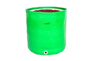 CINAGRO - Heavy Duty HDPE UV Stabilized Grow Bags with Eyelets for Terrace Gardening || 350 GSM || Pack of 2 (Green, 18 x 18 inch)