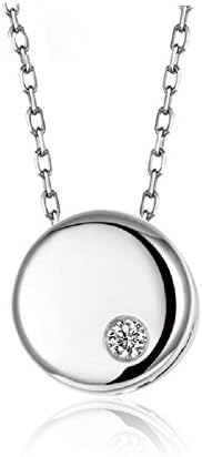 Circle 925 Sterling Silver Pendant Necklace Round Necklaces Women Girl 18" Chain Simple Style for Mother's Day Gifts