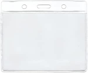 ID Card Holder Clear Horizontal Landscape Badge Wallet Pocket Pouch Tag 12x11cm
